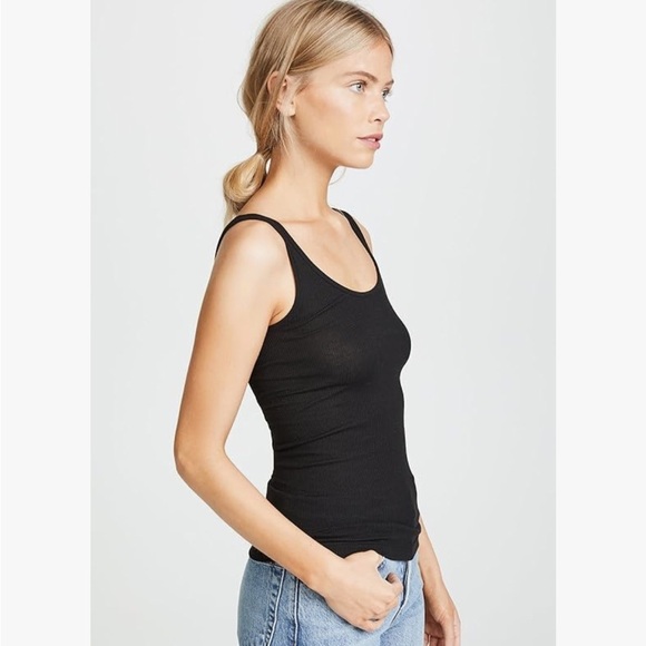 Vince Ribbed White Women's Tank Top Black - Picture 4 of 8